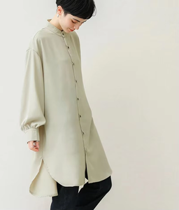 Áo kiểu Nhật Bản Xuân Thu thời trang mới chất liệu polyester dệt, dáng rộng, tay đèn, dài ngang đùi dành cho nữ, áo sơ mi kiểu casual - Product Image 5