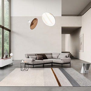 Vendita diretta decorazione nordica <span class=keywords><strong>Beige</strong></span> <span class=keywords><strong>e</strong></span> <span class=keywords><strong>grigio</strong></span> disegno astratto striscia da pavimento di lusso stampato grandi tappeti semplici tappeti <span class=keywords><strong>e</strong></span> tappeti - Product Image 1