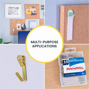 Ganci <span class=keywords><strong>Adesivi</strong></span> per Quadri, Kit Tradizionale per Appendere Quadri, Ganci in Ottone (da 0,25 a 75 libbre), 42 Pezzi - Product Image 6