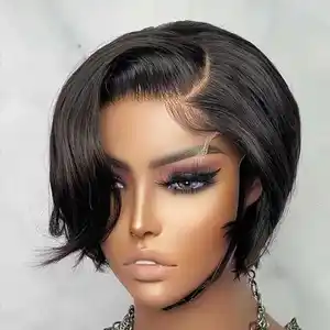 Humain Perruques-naturel Glueless Bob Wigs Lace Front Pixie Cut Hd Lace Wig Straight Lace Frontal Virgin Human Hair Wigs