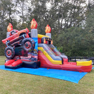 Commercial kids outdoor <b>inflatable</b> jumping bouncer monster truck combo bounce <b>house</b> slide wet or dry - Product Image 3