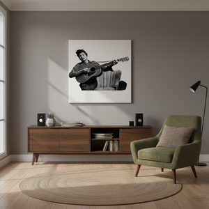 Bob Dylan Guitar Art Deco Panel Print Modern Hanging <b>Wrapped</b> Canvas for Music Lovers - Product Image 3