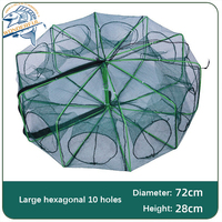 Filet de pêche pliable à double nœud en nylon haute résistance pour attraper poissons, crevettes, vairons et crabes