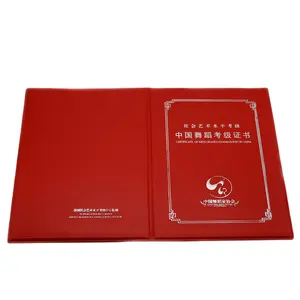 Custom Logo A4 Size Leatherette Golden Imprinted Diploma Velvet Certificate Holder Leather Certificate
