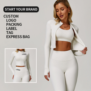 <span class=keywords><strong>Ensemble</strong></span> de yoga 3 pièces pour femmes, soutien-gorge de <span class=keywords><strong>sport</strong></span> sans couture et leggings, <span class=keywords><strong>ensemble</strong></span> de vêtements de <span class=keywords><strong>sport</strong></span> à séchage rapide pour la salle de <span class=keywords><strong>sport</strong></span> et le yoga - Product Image 3