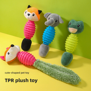 Interactive Durable Self Amusing <strong>Dog</strong> <strong>Toy</strong> With TPR Chew and Elephant <strong>Frog</strong> Fox Squirrel Plush Squeaker Teeth Cleaning Feature - Product Image 5
