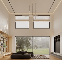 Conception de villa Armoire de cuisine Design Design d'intérieur de villas à haut volume Placage de rondins Ligne squelette Armoire suspendue Salon