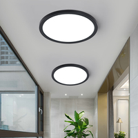 Lampu langit-langit ultra-tipis, 15W 18W 24W 32W 40W desain bulat dasar plastik untuk balkon dapur kamar mandi