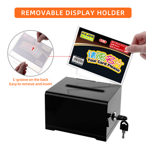 Black Customized <strong>Donation</strong> Ballot Box With Lock Secure And Safe Suggestion Box Great For Business <strong>Card</strong> - Product Image 5