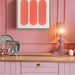 Lámpara <span class=keywords><strong>de</strong></span> Mesa Artesanal Decorativa Única con Borlas <span class=keywords><strong>de</strong></span> <span class=keywords><strong>Macramé</strong></span> Azul, Lámpara <span class=keywords><strong>de</strong></span> Acento Moderna Estilo Boho - Product Image 2