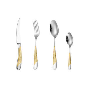 ชุดช้อนส้อมมีดสแตนเลส 304 ชุบเพชร 4 ชิ้น สำหรับใช้ในบ้านและโรงแรม - Product Image 2