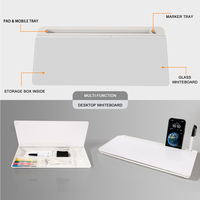 Tableau blanc de bureau en verre effaçable à sec, organisateur de rangement pour clavier et ordinateur, idéal pour la maison et le bureau