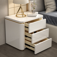 Table de chevet intelligente en bois haut de gamme, luxe léger, 3 tiroirs, couleur personnalisable, installation gratuite, moderne, blanche, chambre à coucher, salon