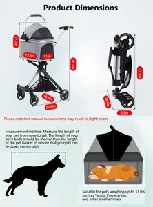 Carrito <span class=keywords><strong>para</strong></span> Mascotas <span class=keywords><strong>para</strong></span> <span class=keywords><strong>Perros</strong></span>/Gatos Pequeños/Medianos, Ligero, de Aluminio y Acero, Tela Oxford, 4 Ruedas, Plegable, Ventilado, Desmontable, Portátil - Product Image 6
