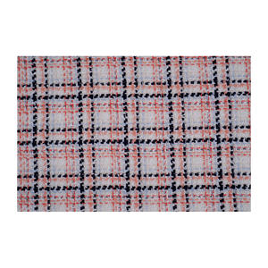 Tela Tweed de Primera Calidad Hecha en Corea, Diseño a Cuadros Multicolor Blanco-Rojo-Naranja-Azul Marino, Tejido Personalizado OEM ODM - Product Image 2