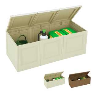 Boîte de rangement en plastique 3 modules 125x40x42 cm avec couvercle renforcé pour usage intérieur et extérieur - Product Image 1