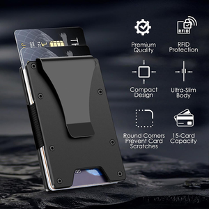Minimalista in fibra di carbonio porta carte RFID blocco sottile <span class=keywords><strong>portafoglio</strong></span> da uomo con fermasoldi - Product Image 2