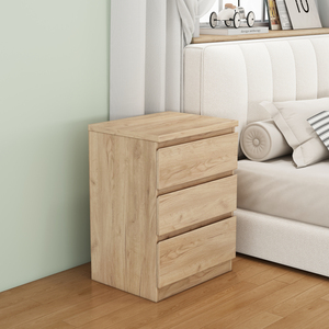 Natural Nightstand 3 <b>Drawers</b> Thickened Top Plate <b>Small</b> Side <b>Table</b> <b>Bedside</b> Storage <b>Drawer</b> Unit - Product Image 1