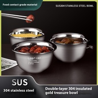 304 acier inoxydable écologique Double couche isolé lave-vaisselle léger résistant à la chaleur école cantine soupe riz bol