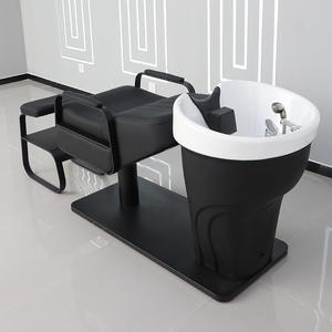 Cama de champú de lujo moderna con tapicería de PU con mango de acero inoxidable y base estable con lavabo de cerámica - Product Image 6