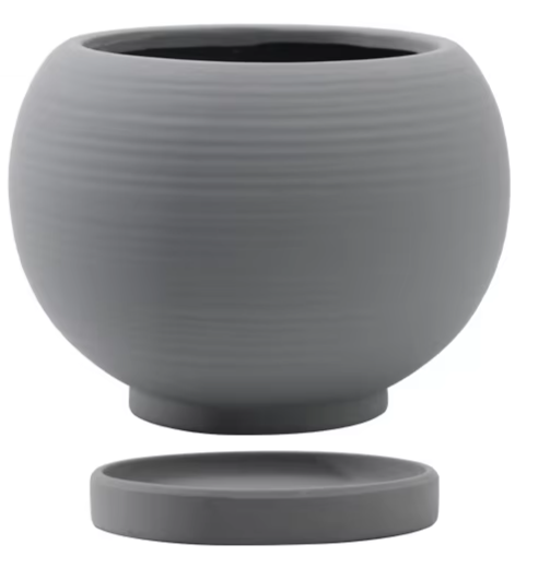 Sfera Rotonda Grigio Scuro con Finitura Spazzolata