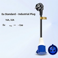 Adaptateur de prise EU 16A vers CEE 32A, câble de charge pour véhicule électrique, cordon d'alimentation IEC 60309 CE 3 broches 5 broches pour borne de recharge portable 0,2m 0,5m
