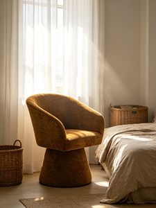 Fauteuil pivotant en chenille <span class=keywords><strong>Cognac</strong></span>, fauteuil de loisirs moderne à base conique pour salon, hôtel, durable, certifié BSCI - Product Image 5