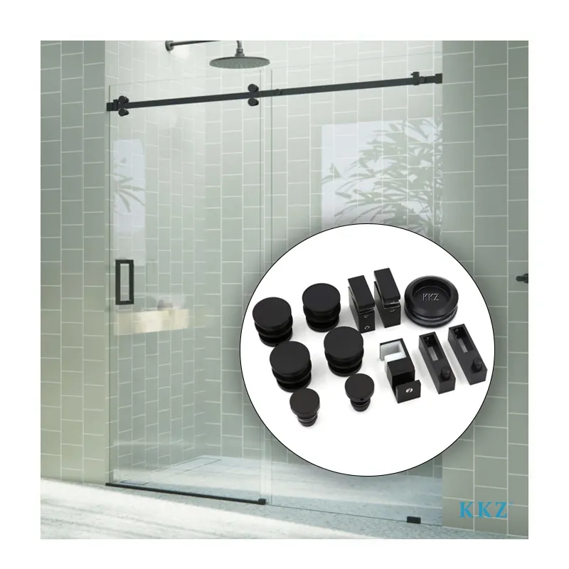 Bathroom Fittings Bypass Stainless Steel Rollers Hanging Wheel Rail Track Sliding Barn Shower Frameless Glass Door Hardware Kits