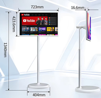 Téléviseur de visioconférence intelligent portable Android à écran tactile de 32 pouces, luminosité de 350 cd/m2, support à roulettes, batterie rechargeable
