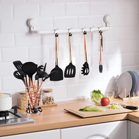 TOALLWIN Nouvelle Tendance : Ensemble d'Ustensiles de Cuisine Premium en Acier Inoxydable Or Rose et Silicone pour la Cuisson (Vente en Gros)