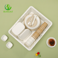 SUMKOKA 2026 Barquette en pulpe de bagasse de canne à sucre biodégradable, vaisselle jetable, boîte repas, contenant alimentaire à emporter
