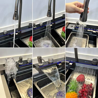 Vente chaude moderne en acier inoxydable 304 évier de cuisine à bol unique sous-montage de qualité avec robinet multifonctionnel quatre trous