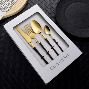 Service de <span class=keywords><strong>couverts</strong></span> en acier inoxydable 18/0 PVD Or Rose pour 6 personnes, design élégant, idéal pour liste de mariage et cadeau de pendaison de crémaillère - Product Image 2