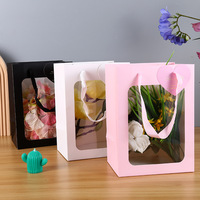 Pvc fenêtre fleur Kraft papier sac de transport emballage de mariage sac en papier sac d'emballage de mariage en papier
