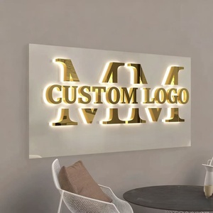 Trong nhà văn phòng kinh doanh vàng Gương 3D Backlit kênh kim loại thư tùy chỉnh ngoài trời công ty thương hiệu thiết kế logo LED chiếu sáng dấu hiệu - Product Image 5