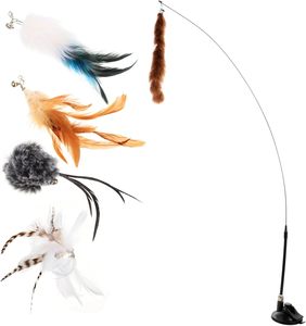 อุปกรณ์เสริมไม้ล่อแมว ขนนกธรรมชาติ ทนต่อการกัด ไม้ล่อแมว ของเล่นแมว - Product Image 1