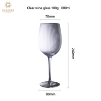 Verre à vin rouge en cristal clair Verres à champagne Verres à verre côtelé à bord doré Verres à vin de luxe côtelés élégants classiques