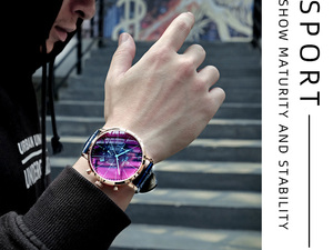 Montre de sport pour hommes, à quartz, imperméable, <span class=keywords><strong>chrono</strong></span>, logo personnalisé, à la mode, avec verre de couleur originale, - Product Image 4