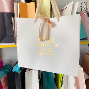 Customized Logo <b>Gold</b> Foil Luxury Mini Paper <b>Bag</b> For Jewelry & Cosmetics & Glasses Packaging Makeup with Ribbon Handle - Product Image 6