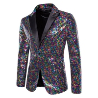 Blazer de luxe pour homme 2026 à sequins, simple boutonnage, rouge/vert/blanc, veste de scène à un bouton pour chanteur/presentateur, manteau de soirée/bar