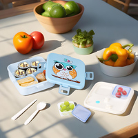 Boîte à lunch en plastique pour enfants, bento sans Bpa, boîte à lunch au micro-ondes avec couverts pour filles, design de dessin animé