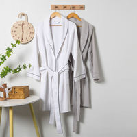 Fournisseur de peignoirs gaufrés avec logo brodé personnalisé, peignoir kimono double couche en coton éponge gaufré pour hôtel, spa, massage
