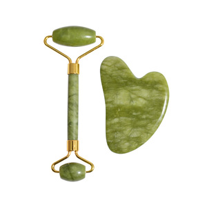 Best Quality Anshan Xiuyan Natural Green <strong>Jade</strong> Roller Gua Sha <strong>Stone</strong> Set Real Green Guasha Face Tool For Skin Caring - Product Image 5