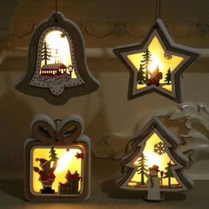 <b>Tree</b> Hanging Ornaments Luxury Wooden Santa Light Pendants for Christmas Gifts Home Party Decorations - Product Image 2