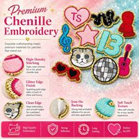 Patchs brodés thermocollants et à coudre en chenille duveteuse, motifs Cœur, Chat, Boule disco, Serpent, Guitare, Paillettes dorées