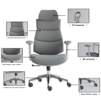 Chaise de bureau de direction ergonomique et confortable Chaises de bureau d'ordinateur en tissu maillé d'entreprise à dossier haut de luxe