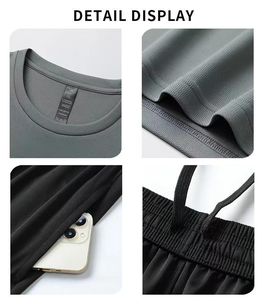 Abbigliamento sportivo da uomo tute da Jogging maglietta da corsa nera <span class=keywords><strong>pantaloncini</strong></span> uomo palestra calcio allenamento Jersey Set - Product Image 6