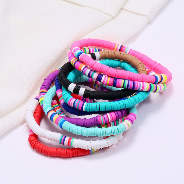Handmade Fashion Soft Polymer Clay Disc Bead Bracelet Jewelry