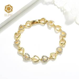 エルフィック 18K金メッキ ハートチャーム ジルコン トレンディブレスレット レディース - Product Image 2