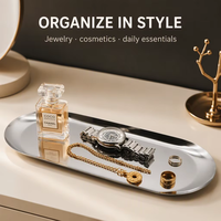 Plateau ovale en acier inoxydable de qualité supérieure, résistant à la rouille, plateau décoratif pour steak, dessert, collation, cosmétiques, bijoux, logo personnalisé acceptable